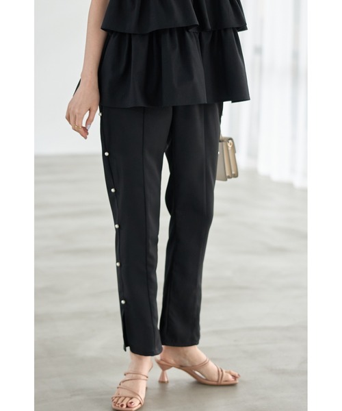 &. NOSTALGIA（アンドドットノスタルジア）の「サイドパールスリットパンツ（その他パンツ・レディース・ブラック/サックスブルー・FREE）」の12枚目の写真