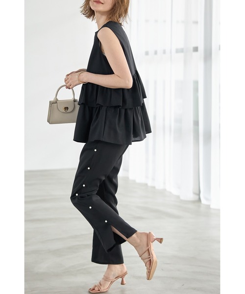 &. NOSTALGIA（アンドドットノスタルジア）の「サイドパールスリットパンツ（その他パンツ・レディース・ブラック/サックスブルー・FREE）」の3枚目の写真