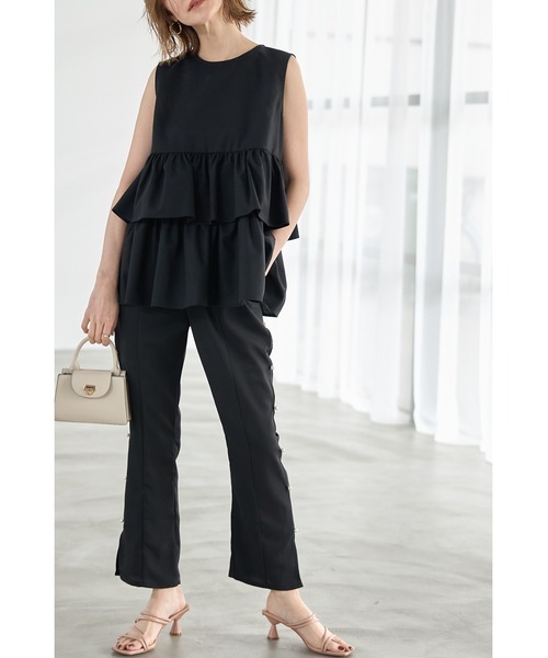 &. NOSTALGIA（アンドドットノスタルジア）の「サイドパールスリットパンツ（その他パンツ・レディース・ブラック/サックスブルー・FREE）」の9枚目の写真