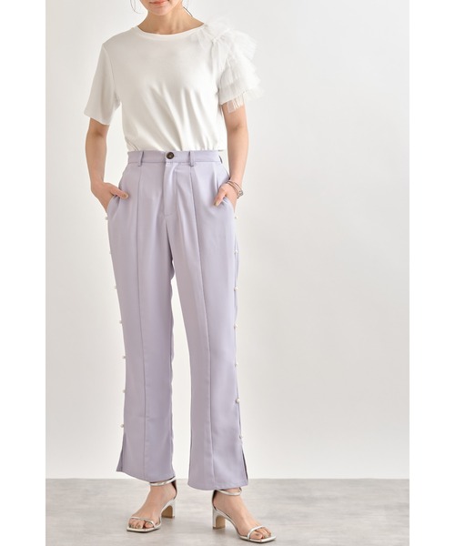 &. NOSTALGIA（アンドドットノスタルジア）の「サイドパールスリットパンツ（その他パンツ・レディース・ブラック/サックスブルー・FREE）」の21枚目の写真