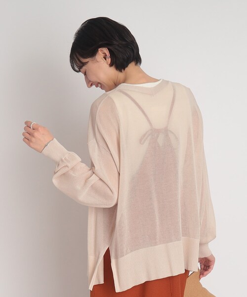 DRESKIP（ドレスキップ）の「◆【接触冷感】シアーでさらりと冷房対策！Vネックニットカーディガン（カーディガン/ボレロ・レディース・ライトグレー/ブラック/ナチュラル/ピンク系/ライトブルー・00）」の14枚目の写真