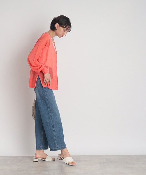 DRESKIP（ドレスキップ）の「◆【接触冷感】シアーでさらりと冷房対策！Vネックニットカーディガン（カーディガン/ボレロ・レディース・ライトグレー/ブラック/ナチュラル/ピンク系/ライトブルー・00）」の16枚目の写真