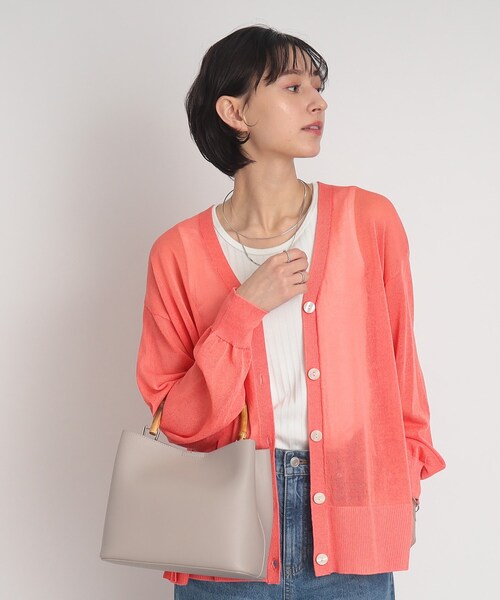 DRESKIP（ドレスキップ）の「◆【接触冷感】シアーでさらりと冷房対策！Vネックニットカーディガン（カーディガン/ボレロ・レディース・ライトグレー/ブラック/ナチュラル/ピンク系/ライトブルー・00）」の18枚目の写真