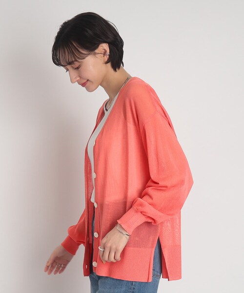 DRESKIP（ドレスキップ）の「◆【接触冷感】シアーでさらりと冷房対策！Vネックニットカーディガン（カーディガン/ボレロ・レディース・ライトグレー/ブラック/ナチュラル/ピンク系/ライトブルー・00）」の19枚目の写真