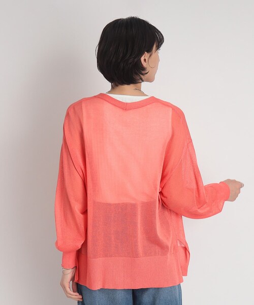 DRESKIP（ドレスキップ）の「◆【接触冷感】シアーでさらりと冷房対策！Vネックニットカーディガン（カーディガン/ボレロ・レディース・ライトグレー/ブラック/ナチュラル/ピンク系/ライトブルー・00）」の20枚目の写真