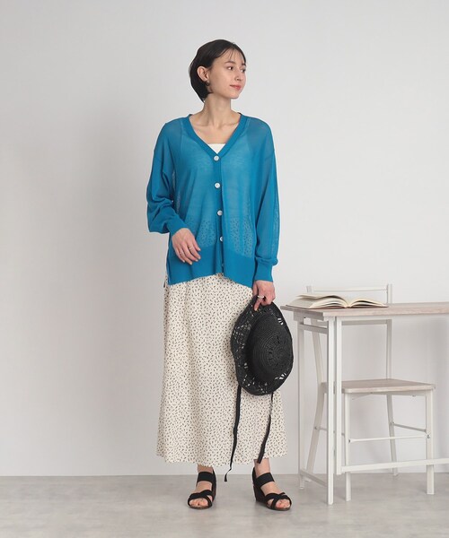 DRESKIP（ドレスキップ）の「◆【接触冷感】シアーでさらりと冷房対策！Vネックニットカーディガン（カーディガン/ボレロ・レディース・ライトグレー/ブラック/ナチュラル/ピンク系/ライトブルー・00）」の21枚目の写真