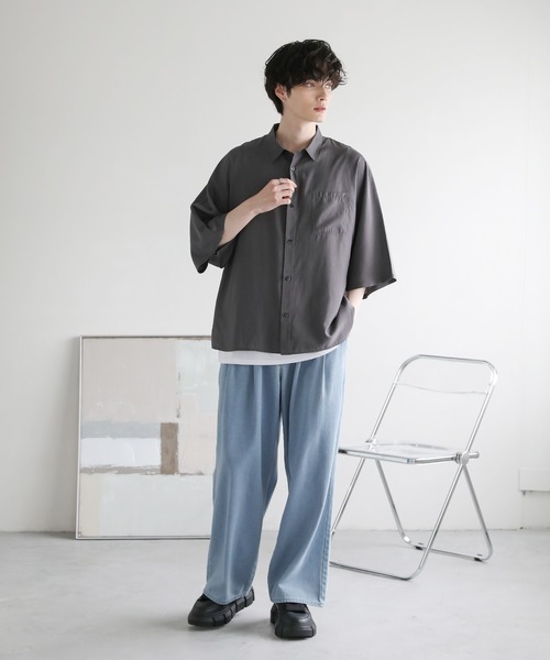 ASTRONOMY(アストロノミー)の「シアードルマンシャツ(シャツ/ブラウス・メンズ・ネイビー/ブラック/ピンク/ホワイト/ブルーグレー/チャコール/ミント・L/XL/M/S)」の19枚目の写真