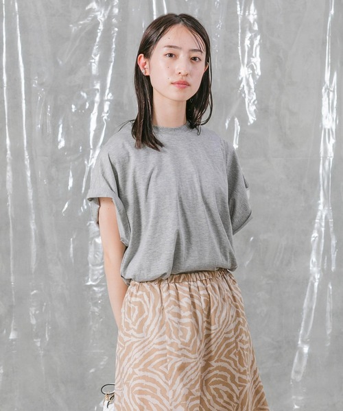 audrey and john wad(オードリーアンドジョンワッド)の「ハイゲージ天竺フレンチTシャツ(Tシャツ/カットソー・レディース・トップグレー/ホワイト・FREE)」の6枚目の写真