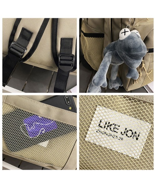 mushwear（マッシュウェア）の「LIKEメッシュリュック（バックパック/リュック・メンズ・ブラック/カーキ・FREE）」の8枚目の写真