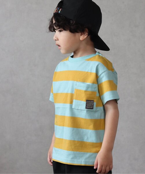 BREEZE（ブリーズ）の「カラフルボーダーTシャツ（Tシャツ/カットソー・キッズ・パープル/サックスブルー/ピンク/チャコール・90/100/110/120/80/130/140）」の3枚目の写真