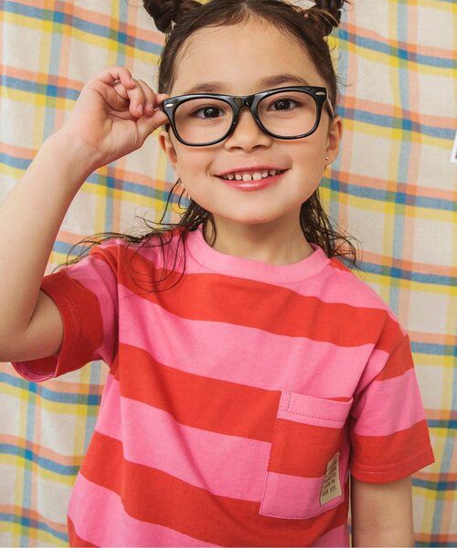 BREEZE（ブリーズ）の「カラフルボーダーTシャツ（Tシャツ/カットソー・キッズ・パープル/サックスブルー/ピンク/チャコール・90/100/110/120/80/130/140）」の4枚目の写真