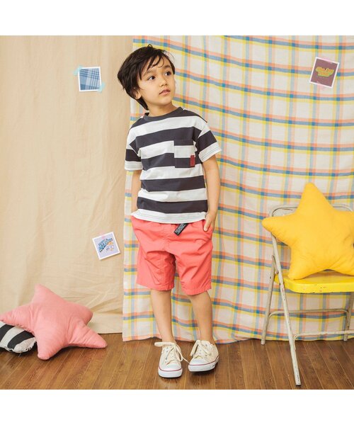 BREEZE（ブリーズ）の「カラフルボーダーTシャツ（Tシャツ/カットソー・キッズ・パープル/サックスブルー/ピンク/チャコール・90/100/110/120/80/130/140）」の7枚目の写真