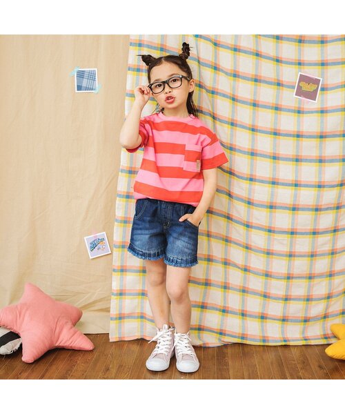 BREEZE（ブリーズ）の「カラフルボーダーTシャツ（Tシャツ/カットソー・キッズ・パープル/サックスブルー/ピンク/チャコール・90/100/110/120/80/130/140）」の10枚目の写真