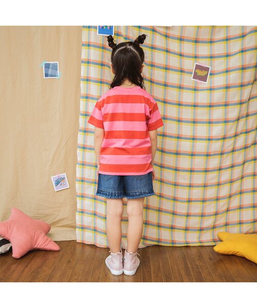 BREEZE（ブリーズ）の「カラフルボーダーTシャツ（Tシャツ/カットソー・キッズ・パープル/サックスブルー/ピンク/チャコール・90/100/110/120/80/130/140）」の11枚目の写真