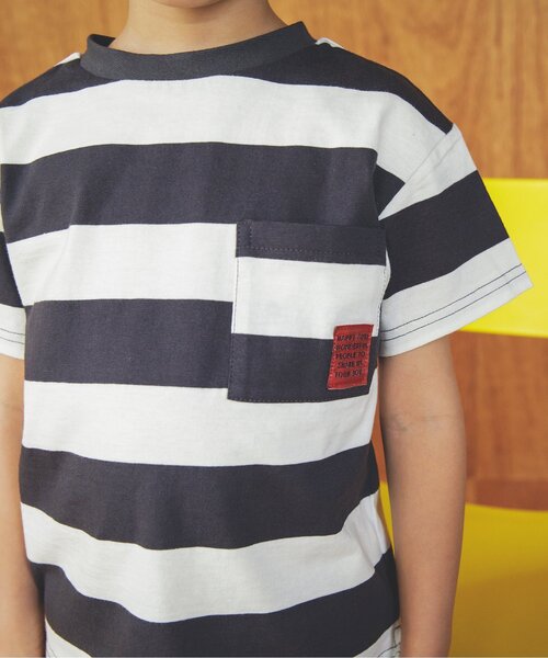 BREEZE（ブリーズ）の「カラフルボーダーTシャツ（Tシャツ/カットソー・キッズ・パープル/サックスブルー/ピンク/チャコール・90/100/110/120/80/130/140）」の20枚目の写真