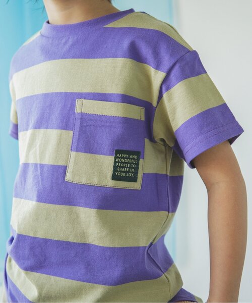 BREEZE（ブリーズ）の「カラフルボーダーTシャツ（Tシャツ/カットソー・キッズ・パープル/サックスブルー/ピンク/チャコール・90/100/110/120/80/130/140）」の22枚目の写真