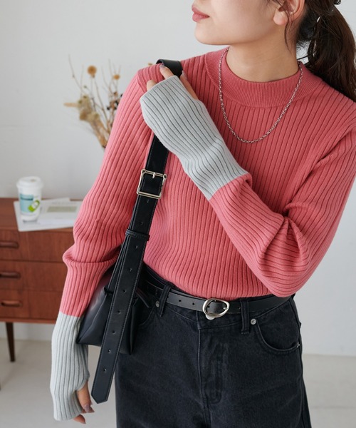 faveur プラスプラス　カシミヤ　袖配色　ニット　グリーン　緑 カシミヤストール プライマリーブラックウォッチ 70x190