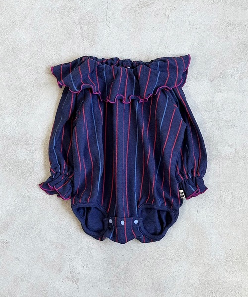 HOGAN RANCH WEAR(ホーガンランチウエア)の「パイルビックカラーボディシャツ(70~80cm)(肌着・キッズ・クリーム/オレンジ/ネイビー・70/80)」の1枚目の写真