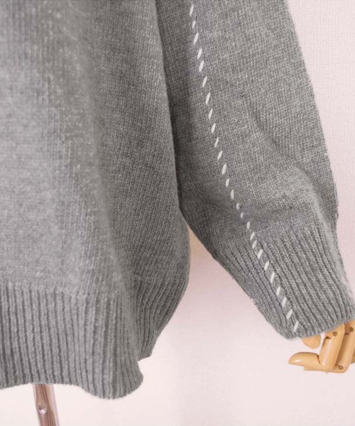 Miniministore(ミニミニストア)の「ステッチラインオーバーサイズカーディガン(カーディガン/ボレロ・レディース・グレー/ブラック/アイボリー/レッド/ベージュ・FREE)」の15枚目の写真
