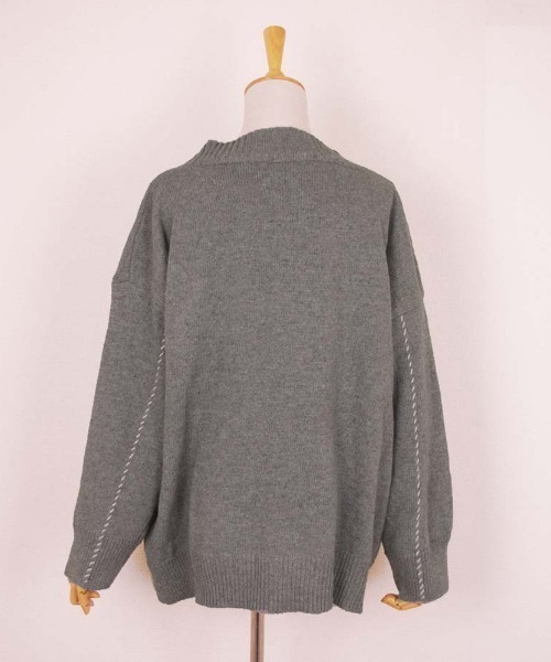 Miniministore(ミニミニストア)の「ステッチラインオーバーサイズカーディガン(カーディガン/ボレロ・レディース・グレー/ブラック/アイボリー/レッド/ベージュ・FREE)」の14枚目の写真
