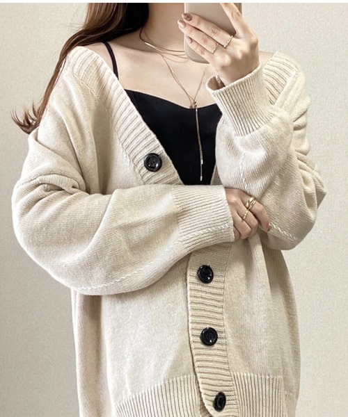 Miniministore(ミニミニストア)の「ステッチラインオーバーサイズカーディガン(カーディガン/ボレロ・レディース・グレー/ブラック/アイボリー/レッド/ベージュ・FREE)」の6枚目の写真