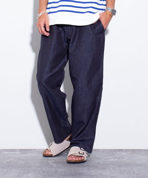 GLOSTER（グロスター）の「【GLOSTER/グロスター】先染めリネンワッシャーパンツ イージーパンツ（その他パンツ・メンズ・ホワイト系その他/ブルー系その他/ブルー系その他2・S/M/L）」の3枚目の写真