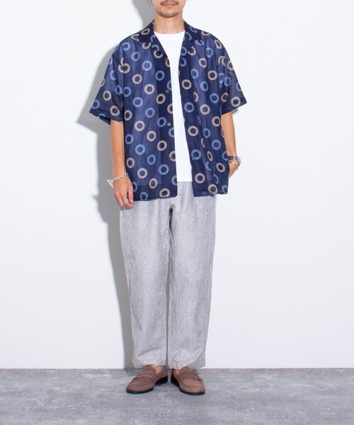 GLOSTER（グロスター）の「【GLOSTER/グロスター】先染めリネンワッシャーパンツ イージーパンツ（その他パンツ・メンズ・ホワイト系その他/ブルー系その他/ブルー系その他2・S/M/L）」の4枚目の写真