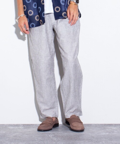 GLOSTER（グロスター）の「【GLOSTER/グロスター】先染めリネンワッシャーパンツ イージーパンツ（その他パンツ・メンズ・ホワイト系その他/ブルー系その他/ブルー系その他2・S/M/L）」の5枚目の写真