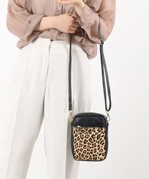 COOCO | アニマル柄ホースヘア×シュリンクレザー縦型ショルダーバッグ(ショルダーバッグ)