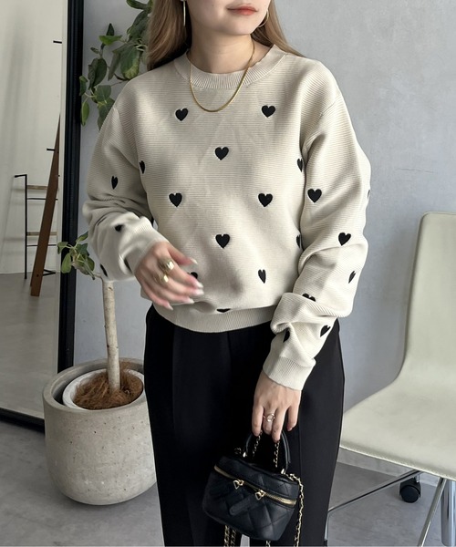 prose verse（プロズヴェール）の「ハート刺繍ニット（ニット/セーター