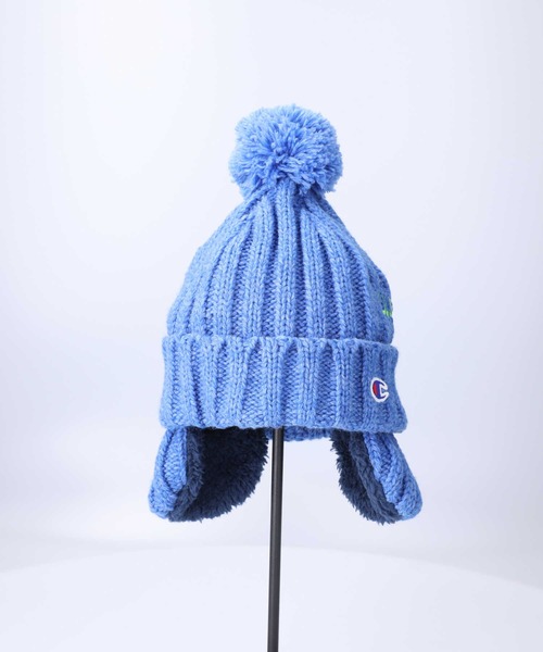 Champion(チャンピオン)の「【Champion】ニット耳付きボンボンワッチ(ニットキャップ/ビーニー・キッズ・ホワイト/ブルー・フリー)」の12枚目の写真