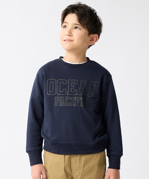 Ocean Pacific(オーシャンパシフィック)の「【OP:オーピー】キッズロゴクルースウェット カレッジ トレーナー 親子でお揃い(スウェット・キッズ・ヘザーグレー/ネイビー/チャコールグレー・150/130/140/160/110/120)」の1枚目の写真