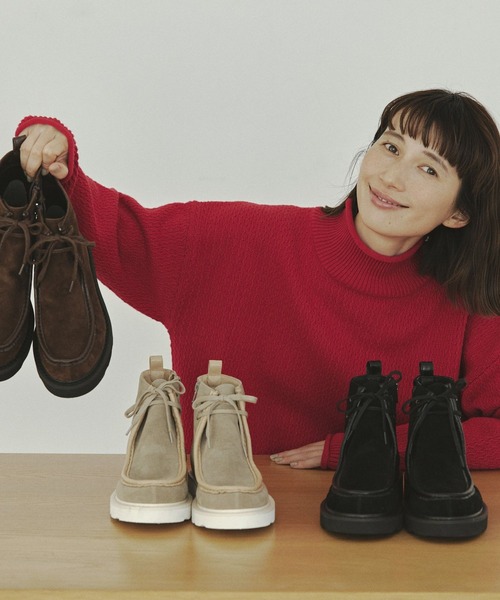 studio CLIP（スタディオクリップ）の「【kazumiさんコラボ】モカシンショートブーツ（ブーツ・レディース・グレー/ブラック/ダークブラウン・MEDIUM/LARGE）」の13枚目の写真