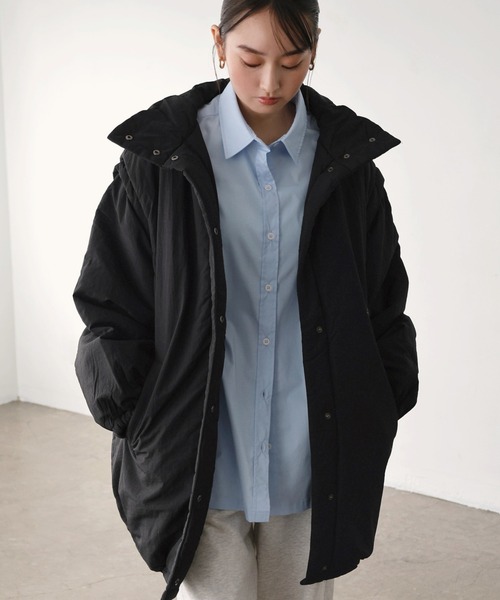 【未使用】5351プーラファム 切り替え ダウンジャケット 2way ムートン セール】2wayボリューム中綿ダウンジャケット/ベスト（ダウン