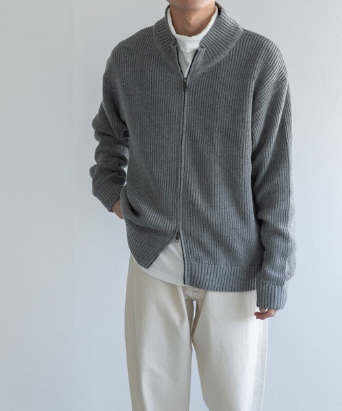 FORK&SPOON（フォークアンドスプーン）の「FORK&SPOON　ドライバーズニットカーディガン（カーディガン/ボレロ・メンズ・ライトグレー/ネイビー/チャコールグレー・4/5）」の5枚目の写真