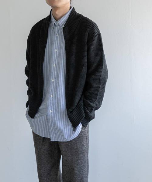 FORK&SPOON（フォークアンドスプーン）の「FORK&SPOON　ドライバーズニットカーディガン（カーディガン/ボレロ・メンズ・ライトグレー/ネイビー/チャコールグレー・4/5）」の16枚目の写真