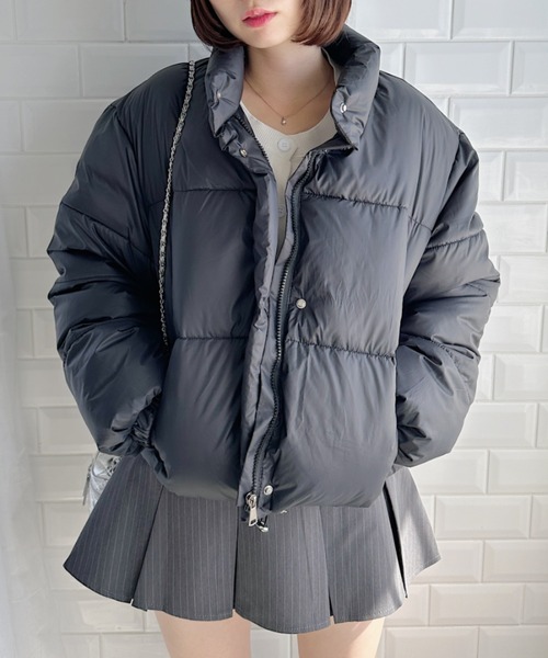 Loueme(ルエム)の「ドローコードクロップドパデッドジャケット(ダウンジャケット/コート・レディース・ライトブルー/ブラック/モカ/ピンク/アイボリー・FREE)」の10枚目の写真