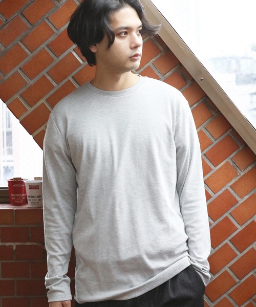 ８(eight)（エイト）の「スムースクルーロンＴ（Tシャツ/カットソー・メンズ・ホワイト/グリーン/ブラック/杢グレー/グレー系その他/ネイビー・X-LARGE/MEDIUM/LARGE）」の4枚目の写真