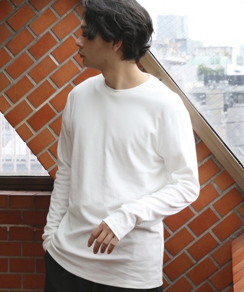 ８(eight)（エイト）の「スムースクルーロンＴ（Tシャツ/カットソー・メンズ・ホワイト/グリーン/ブラック/杢グレー/グレー系その他/ネイビー・X-LARGE/MEDIUM/LARGE）」の2枚目の写真
