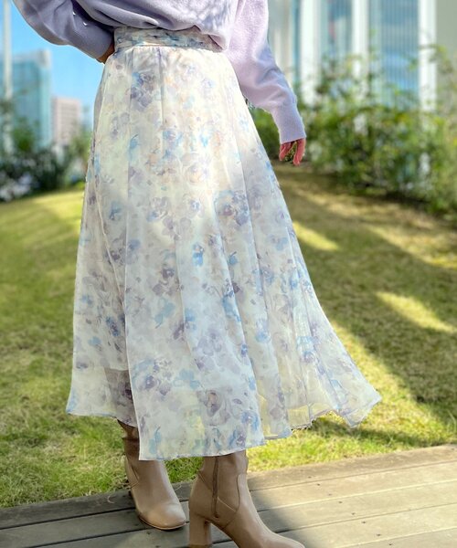 couture brooch（クチュールブローチ）の「◆【揺れるたび美しい】Winterオーガンフルールスカート（スカート・レディース・アイボリー系/ブラウン系その他2/ミント・38/42/36/40）」の4枚目の写真