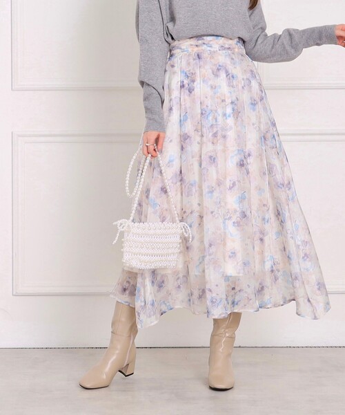 couture brooch（クチュールブローチ）の「◆【揺れるたび美しい】Winterオーガンフルールスカート（スカート・レディース・アイボリー系/ブラウン系その他2/ミント・38/42/36/40）」の8枚目の写真