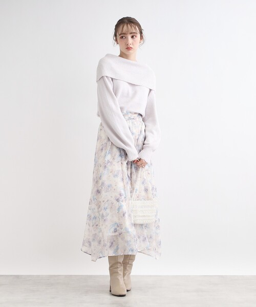 couture brooch（クチュールブローチ）の「◆【揺れるたび美しい】Winterオーガンフルールスカート（スカート・レディース・アイボリー系/ブラウン系その他2/ミント・38/42/36/40）」の10枚目の写真