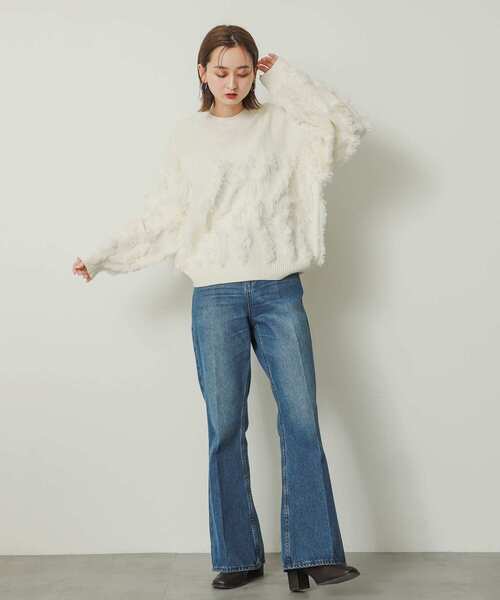 SENSE OF PLACE by URBAN RESEARCH（センスオブプレイスバイアーバンリサーチ）の「カットフリンジセーター（ニット/セーター・レディース・アイボリー/チャコールグレー/オレンジ・ONE）」の18枚目の写真