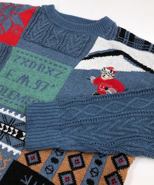 セール】くま刺しゅうノルディック柄ニット（ニット/セーター