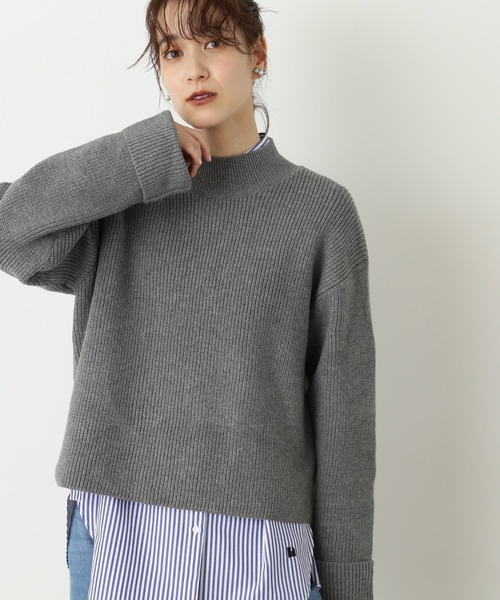 N.（N. Natural Beauty Basic）（エヌエヌナチュラルビューティーベーシック）の「◆片畦ショートニット（ニット/セーター・レディース・グリーン/ベージュ/グレー・MEDIUM）」の10枚目の写真