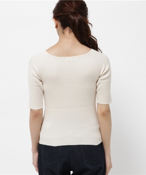 Chico（チコ）の「【who's who Chico】ボートネックリブニット（ニット/セーター・レディース・ホワイト/ブラック・FREE）」の5枚目の写真