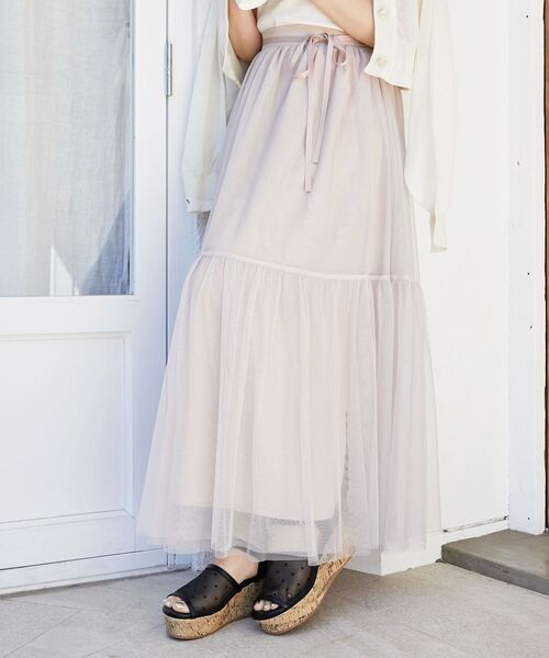 MAJESTIC LEGON（マジェスティックレゴン）の「ボリュームチュールスカート（スカート・レディース・ピンク/アイボリー/ブラック・MEDIUM/SMALL）」の3枚目の写真