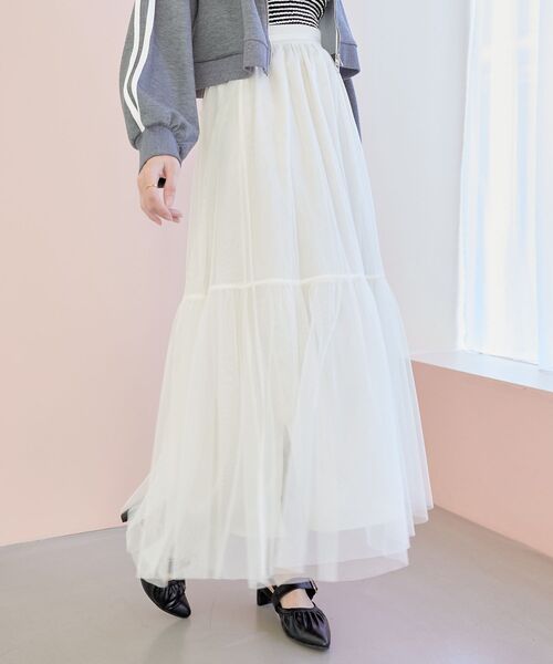 MAJESTIC LEGON（マジェスティックレゴン）の「ボリュームチュールスカート（スカート・レディース・ピンク/アイボリー/ブラック・MEDIUM/SMALL）」の13枚目の写真