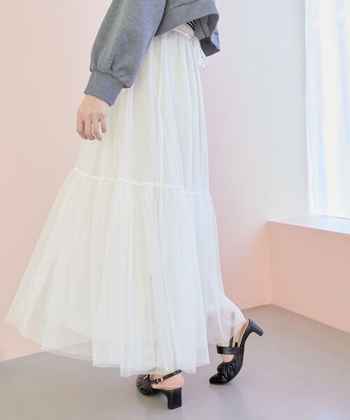 MAJESTIC LEGON（マジェスティックレゴン）の「ボリュームチュールスカート（スカート・レディース・ピンク/アイボリー/ブラック・MEDIUM/SMALL）」の10枚目の写真