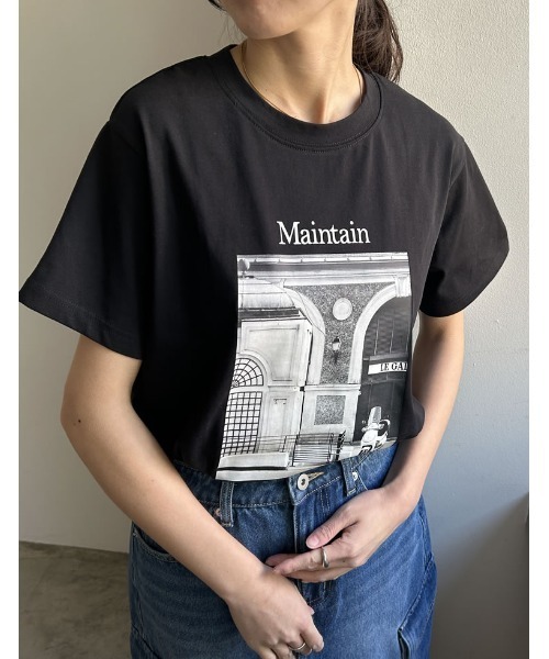 Re:EDIT(リエディ)の「モノクロ風景フォト×シックなフォトプリントT(Tシャツ/カットソー・レディース・ホワイト/ブラック/ホワイト×ブルー/ブラック×ブルー・MEDIUM/LARGE)」の21枚目の写真